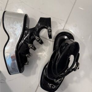 Black and Silver Platform Women's Sandals